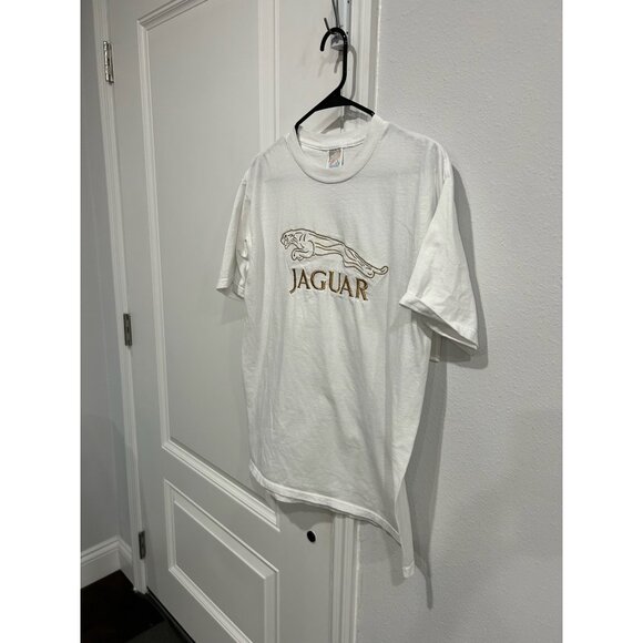 Jerzees Jaguar Embroidered T-Shirt White Sz Large Crewneck Short Sleeve Casual - Picture 3 of 9